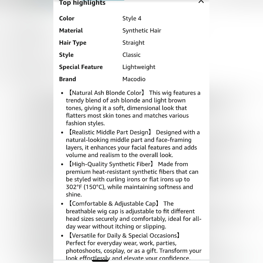 🆕 NIB NWT 16" Blonde-ash brown straight synthetic wig w/face-framing layers - Picture 2 of 11